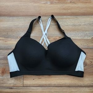 Victoria's Secret Sport Women's Sports Bra Size 36C/D Black Silver